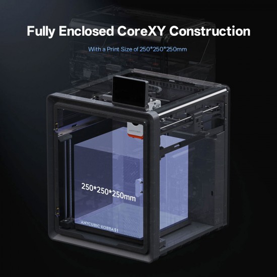 پرینتر سه‌بعدی Anycubic Kobra S1 ساختار CoreXY بسته با سرعت ۶۰۰mm/s و واحد ACE Pro برای چاپ ۸ رنگ و خشک‌کن فعال فیلامنت