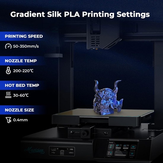 فیلامنت AMOLEN Silk PLA دو رنگ مشکی آبی با افکت براق و تغییر رنگ