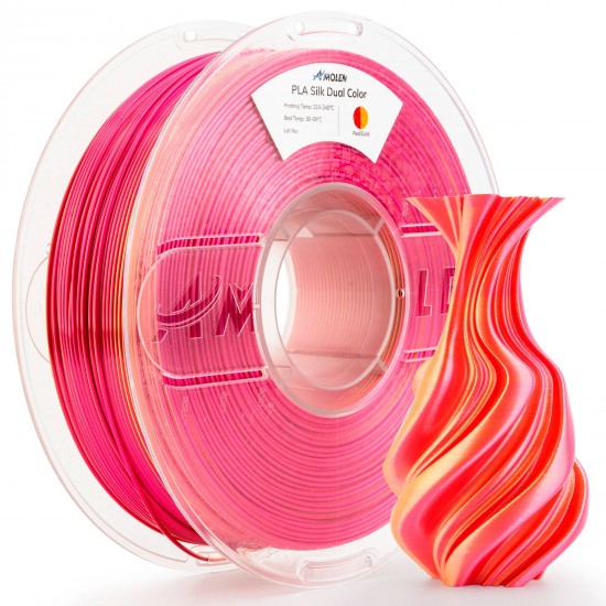 فیلامنت AMOLEN Silk PLA دو رنگ قرمز طلایی با جلوه براق متالیک