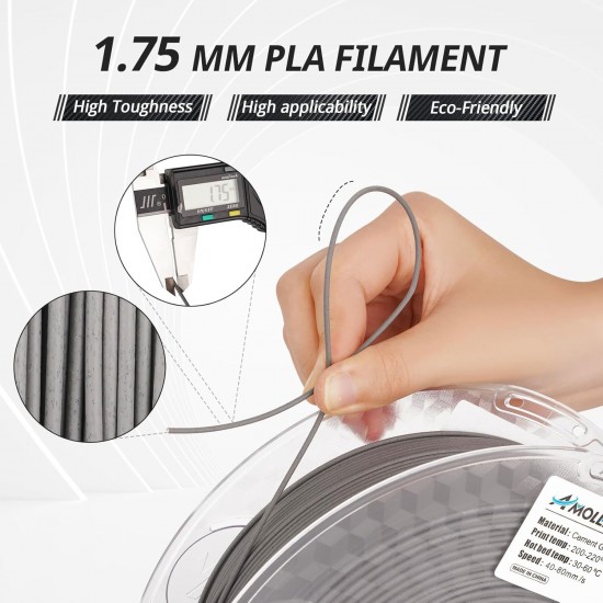 Amolen PLA Cement Grey 1.75mm 3D Printing Filament Concrete Style