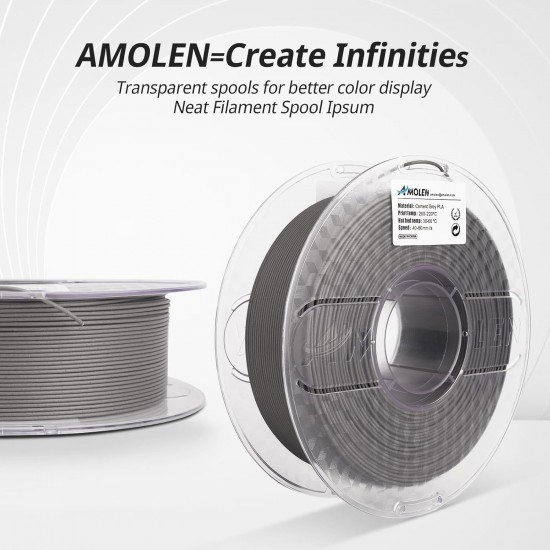 Amolen PLA Cement Grey 1.75mm 3D Printing Filament Concrete Style