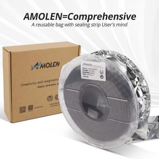 Amolen PLA Cement Grey 1.75mm 3D Printing Filament Concrete Style