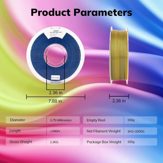 خرید فیلامنت PLA سه رنگ AMOLEN Silk قرمز زرد آبی 1.75mm