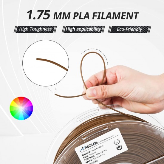Amolen PLA Wood Walnut 1.75mm 3D Printer Filament