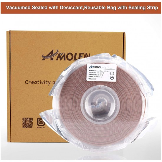 Amolen PLA Wood Red Wood 1.75mm Filament