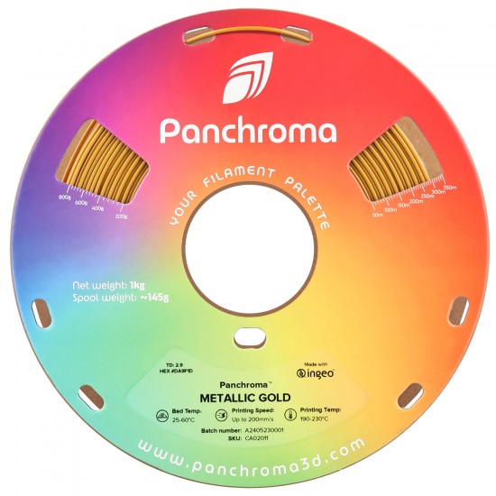 رول فیلامنت Panchroma Metallic PLA با رنگ متالیک  متالیک طلایی