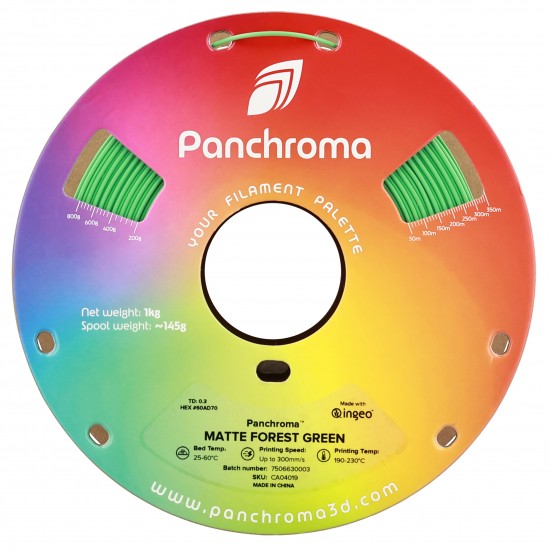 رول فیلامنت Panchroma Matte PLA با رنگ مات و بافت مخملی سبز جنگلی