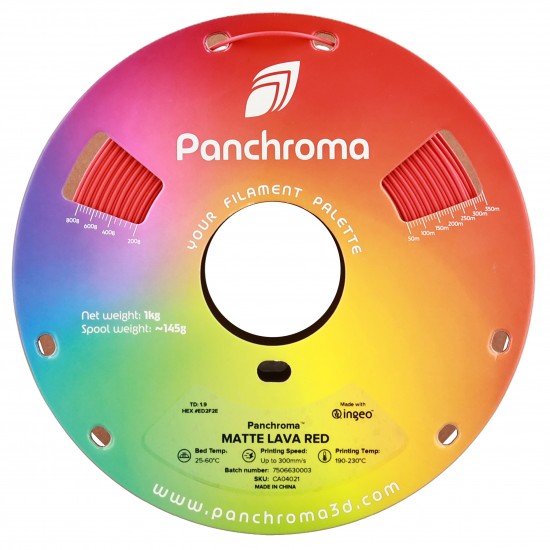 رول فیلامنت Panchroma Matte PLA با رنگ مات و بافت مخملی قرمز گدازه ای