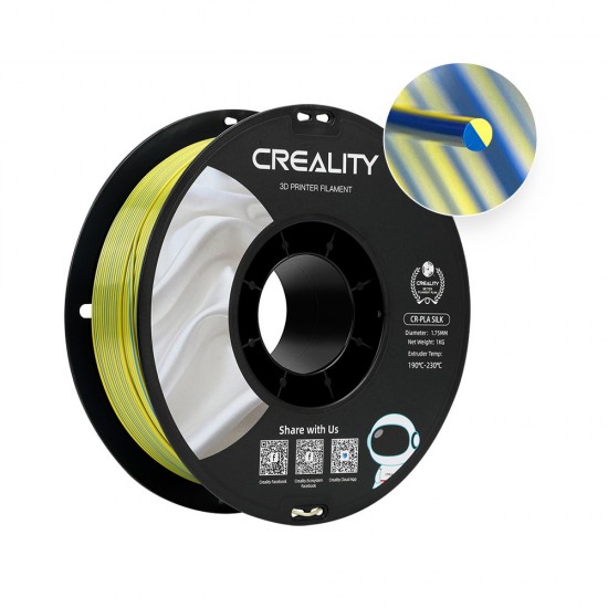 فیلامنت CR-Silk ابریشمی برند Creality دو رنگ زرد و آبی 1.75mm