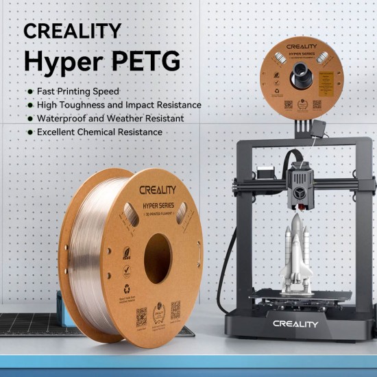 فیلامنت پرسرعت کریلیتی Hyper PETG با مقاومت در برابر ضربه و اشعه خورشید رنگ سفید