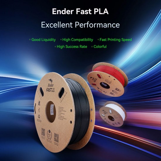 فیلامنت سفید پرسرعت کریلیتی Ender-Fast PLA با سرعت چاپ ۳۰۰mm/s و قرقره کاغذی