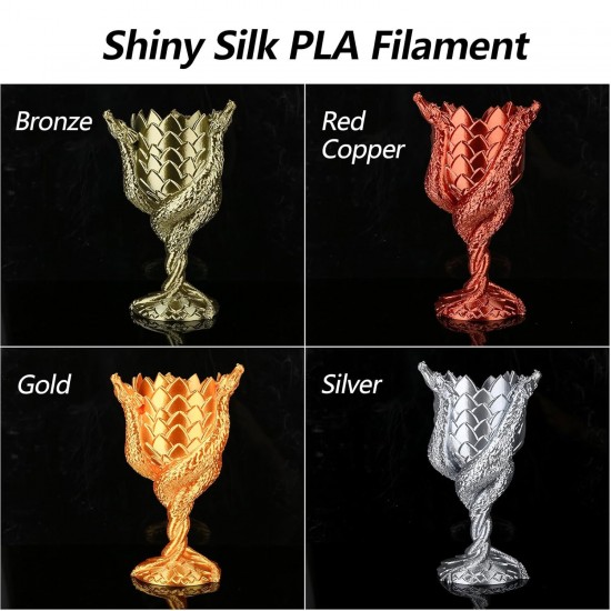 پک 4 عددی فیلامنت PLA Silk متالیک Amolen شامل Gold, Silver, Bronze و Red Copper قطر 1.75 میلی‌متر