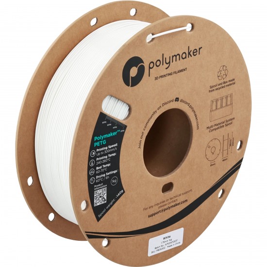 فیلامنت پولی میکر Polymaker PETG رنگ سفید فیلامنت پولی میکر Polymaker PETG رنگ سفید