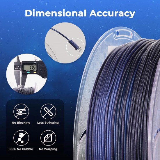 فیلامنت AMOLEN Silk PLA گرادیانی مشکی آبی براق 1.75mm