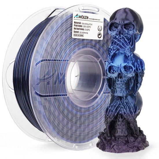فیلامنت AMOLEN Silk PLA گرادیانی مشکی آبی براق 1.75mm