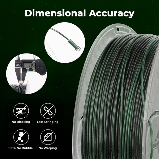 فیلامنت AMOLEN Silk PLA گرادیانی مشکی سبز براق 1.75mm
