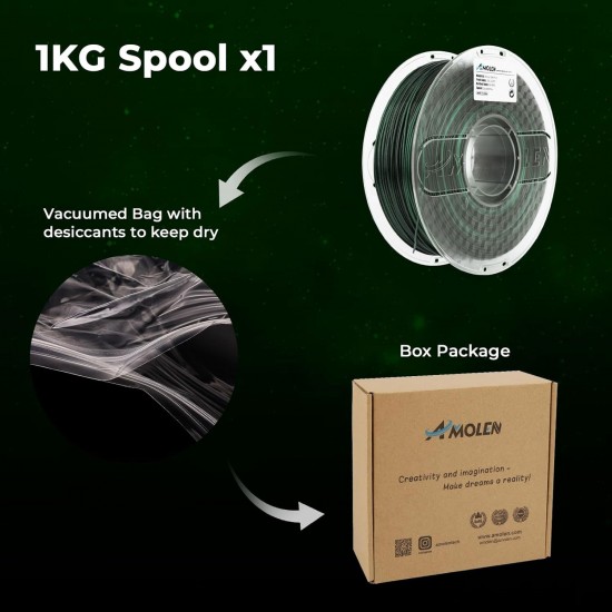 فیلامنت AMOLEN Silk PLA گرادیانی مشکی سبز براق 1.75mm