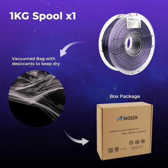 فیلامنت AMOLEN Silk PLA گرادیانی مشکی بنفش براق 1.75mm
