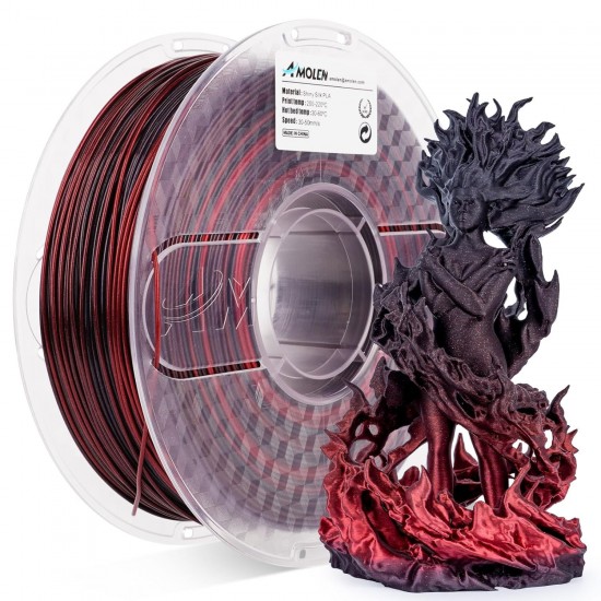 فیلامنت AMOLEN Silk PLA گرادیانی مشکی قرمز براق 1.75mm