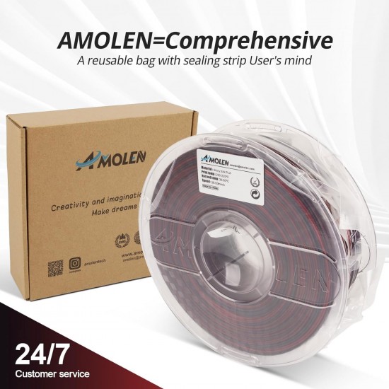 فیلامنت AMOLEN Silk PLA گرادیانی مشکی قرمز براق 1.75mm