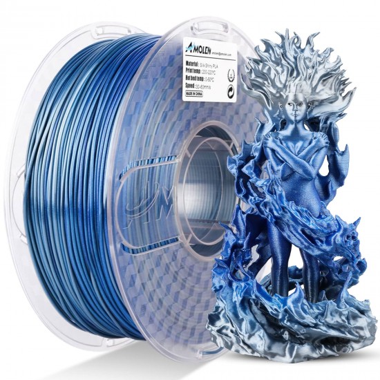 فیلامنت AMOLEN Silk PLA گرادیانی نقره‌ای آبی براق 1.75mm