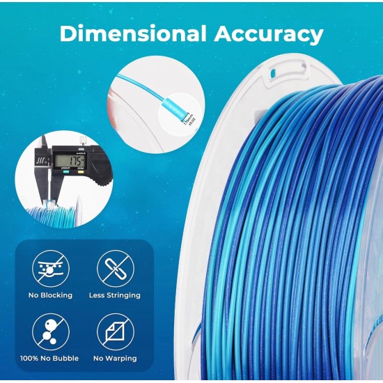 فیلامنت AMOLEN Silk PLA گرادیانی سبز آبی براق 1.75mm