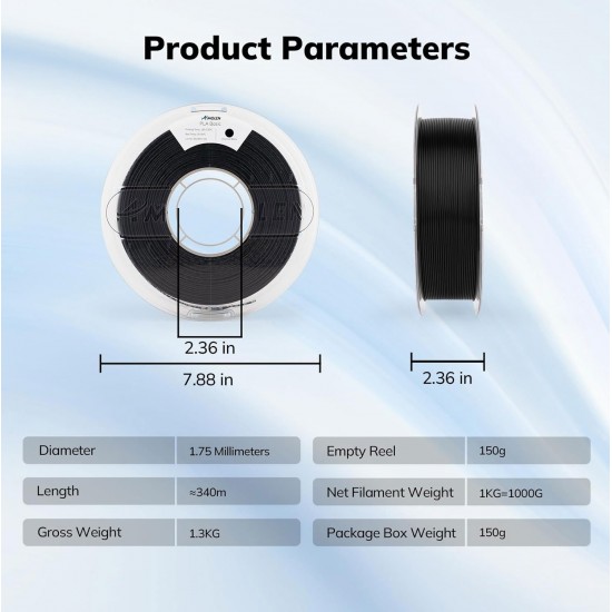 Amolen PLA Charcoal Black 1.75mm 3D Printing Filament