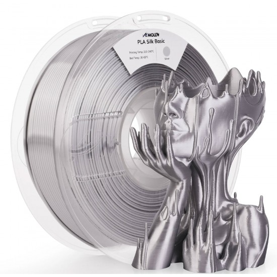 Amolen PLA Silk Silver 1.75mm glossy metallic 3D printing filament