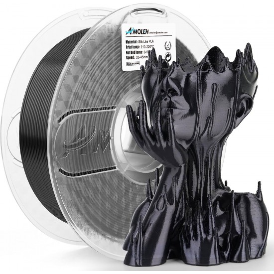 Amolen PLA Silk Black 1.75mm glossy 3D printing filament