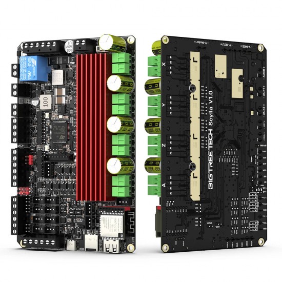 مادربرد کنترلر صنعتی CNC بیگ تری تک Scylla V1.0 با ورودی‌های ایزوله شده اپتوکوپلری