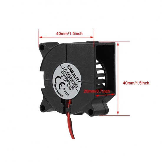فن 4020 حلزونی 24 ولت براشلس 2 سیم مناسب پرینتر های سه بعدی Ender-3 V3/Ender-3 V3 Plus از کریلیتی