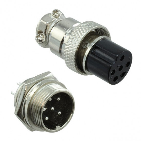 کانکتور فلزی نظامی GX16 6 پین قطر 16mm