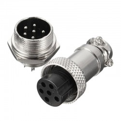 کانکتور فلزی نظامی 6 پین قطر 16 میلی متری GX16-6 Connector 