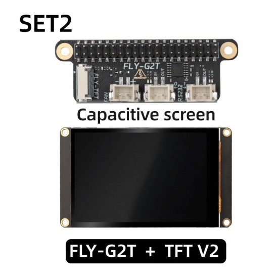پکیج نمایشگر لمسی خازنی Mellow Fly TFT V2 3.5 inch نمایشگر ۳.۵ اینچ خازنی ملو Mellow Fly TFT V2 برد واسط FLY G2T مانیتور لمسی حرارتی ۵۰ فریم SPI پرینتر سه بعدی کلیپر وورون شاپ