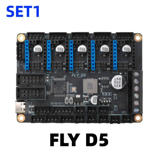 مادربرد پرینتر سه بعدی Klipper مدل Mellow FLY-D5 مادربرد ۵ محوره ملو Mellow FLY D5 کنترلر ۳۲ بیتی فریمور کلیپر حالت UART پرینتر سه بعدی وورون شاپ