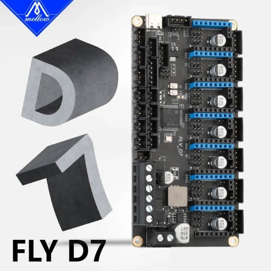 مادربرد پرینتر سه بعدی Klipper مدل Mellow FLY-D7 مادربرد ۷ محوره ملو Mellow FLY D7 کنترلر ۳۲ بیتی فریمور کلیپر حالت UART پرینتر سه بعدی وورون ۲.۴ شاپ