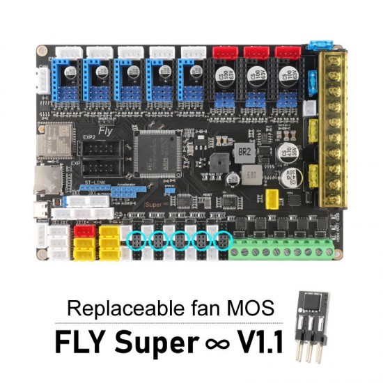 بورد توسعه موسفت فن مدل Mellow Fly Fan MOS برد توسعه موسفت فن ملو Mellow Fly Fan MOS Board ماژول سوئیچ تقویت جریان فن کلیپر پرینتر سه بعدی وورون شاپ