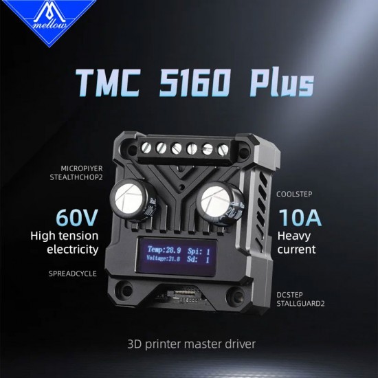 درایور استپر موتور ملو Mellow Fly TMC5160 Plus ولتاژ بالا ۶۰ ولت ارتباط SPI قطعات الکترونیکی پرینتر سه بعدی صنعتی وورون شاپ
