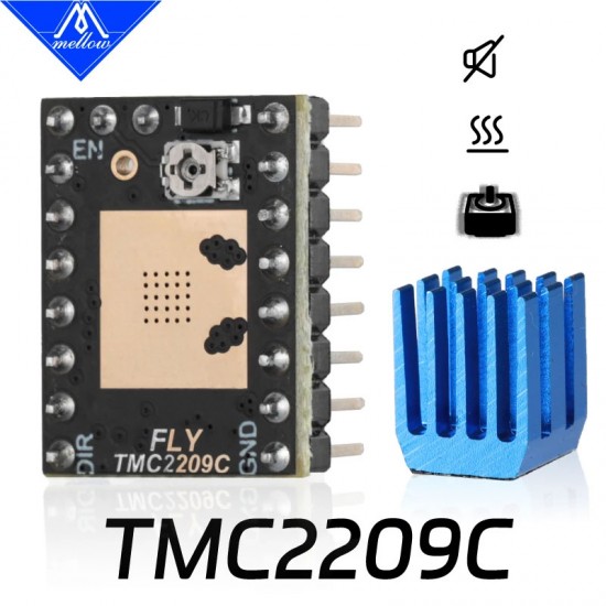 درایور استپر موتور ملو Mellow Fly TMC2209C فوق ساکت ۲.۸ آمپر ریزگام ۲۵۶ مخصوص برد Fly C8 و D5 شاپ