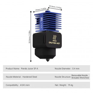 هات اند BIGTREETECH Panda Juicer SF-A با نازل استیل سخت شده 0.4mm جریان بالا هات اند BIGTREETECH Panda Juicer SF-A با نازل استیل سخت شده 0.4mm جریان بالا