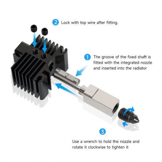 Hotend با نازل استیل سخت شده و جدا شونده مناسب Bambu Lab X1 and P1