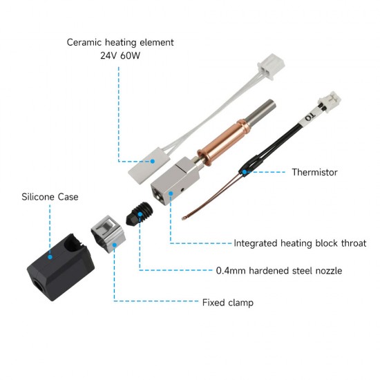 هات اند Kingroon مدل V2.0 برای انیکیوبیک کبرا ۳ کیت هات اند سرامیکی ارتقایافته نسخه ۲.۰ مخصوص پرینتر Anycubic Kobra 3