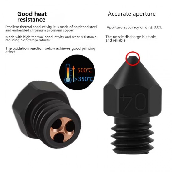 نازل MK8 CHT از جنس فولاد سخت‌کاری شده مخصوص چاپ پرسرعت و فیلامنت‌های ساینده