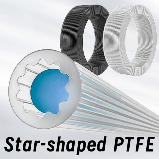 لوله تفلون ستاره ای ژاپنی مدل PTFE Tube 4mm لوله تفلون ستاره ای ژاپنی PTFE قطر ۴ میلی متر لوله انتقال فیلامنت الترا روان سیستم بامبولب ams