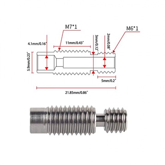لوله هیت‌بریک Titanium برای هات‌اند V6 (فیلامنت ۱.۷۵ mm)