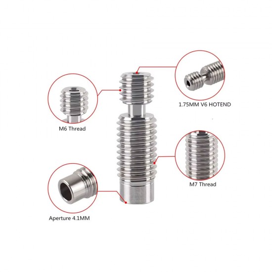 لوله هیت‌بریک Titanium برای هات‌اند V6 (فیلامنت ۱.۷۵ mm)