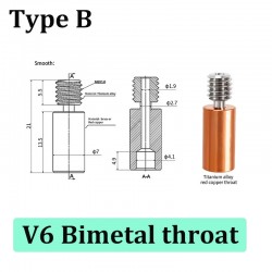 پیچ سوراخدار اکسترودر E3D V6 آلیاژ مس و تیتانیوم تمام فلزی