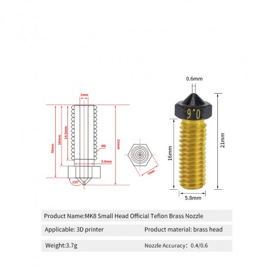 نازل برنجی PTFE‑coated 0.4 mm مناسب هات‌اند Volcano