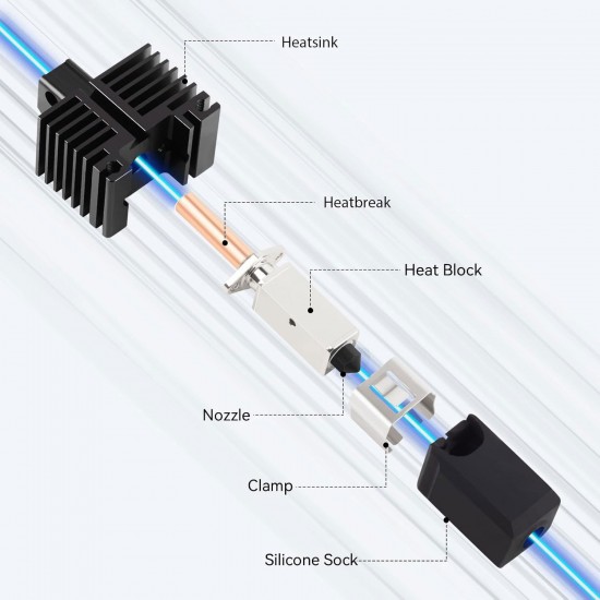 Hotend با نازل استیل سخت شده و جدا شونده مناسب Bambu Lab X1 and P1 نسخه 2.0