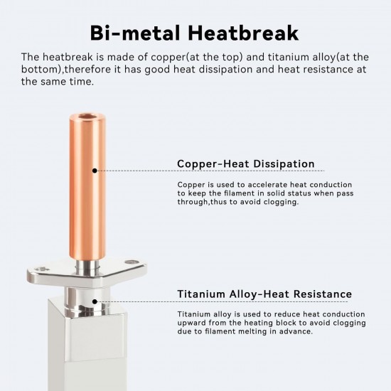 Hotend با نازل استیل سخت شده و جدا شونده مناسب Bambu Lab X1 and P1 نسخه 2.0